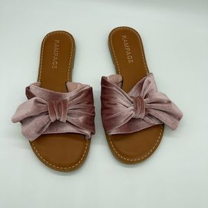 Rampage velvet bow slide sandals blush pink size 6.5